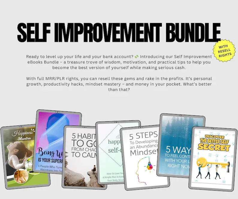 PLR EBOOKS Self Improvement Bundle/750 Digital Books With Resell Rights/Ebook Bundle/Personal Development/Digital Product Passive Income/MRR