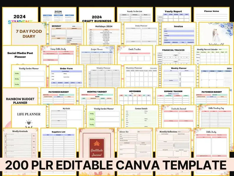 PLR 12000+ Pages Canva PLR Planner Templates, Unique Designs Digital Planner Journal Template, Logbooks Notebook Commercial Use KDP Mrr Resell
