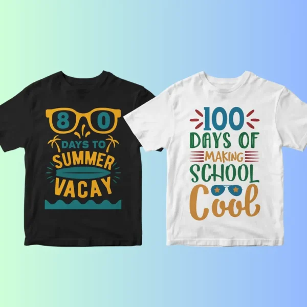 100 Days of School 50 Editable T-shirt Designs